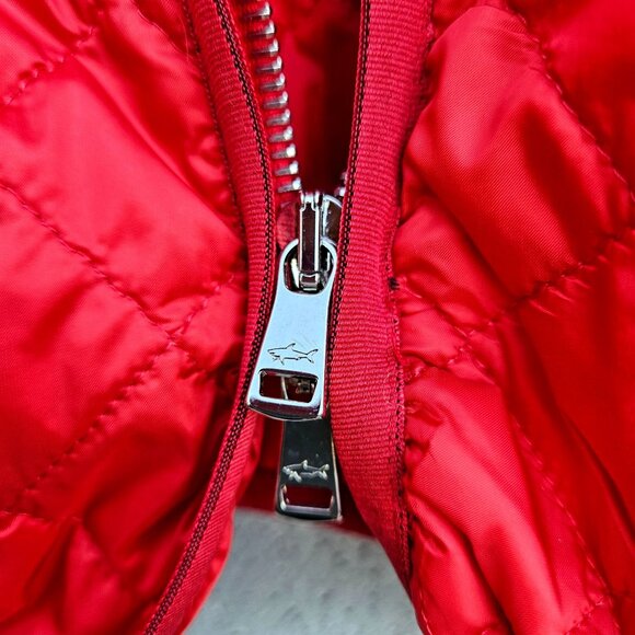 Paul & Shark Men’s Red Quilted Nylon Jacket L Lightweight Zip Front Italy NWT - Picture 4 of 14